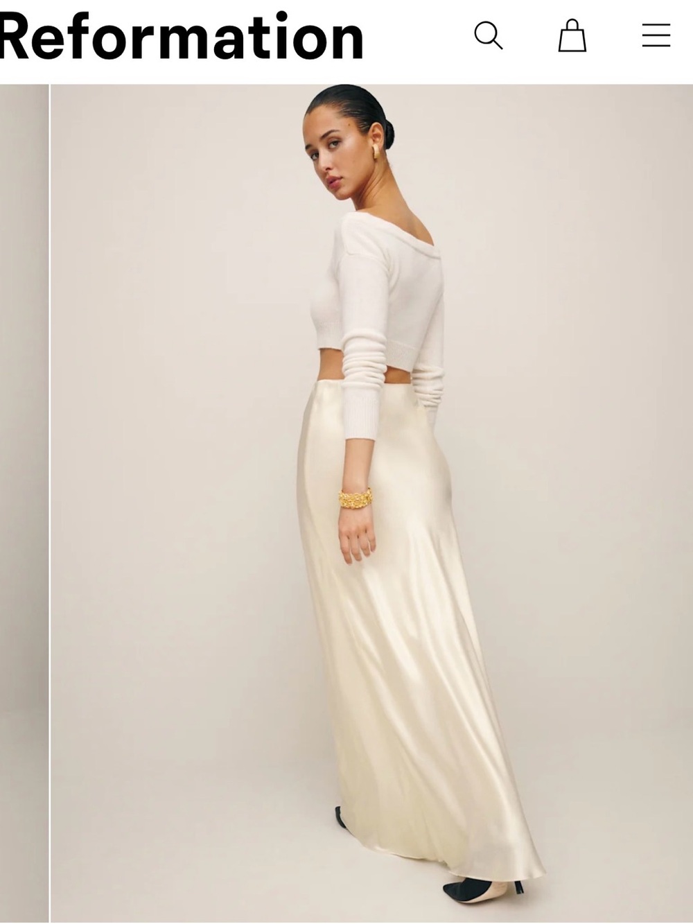 Abella Cream Satin Maxi Skirt